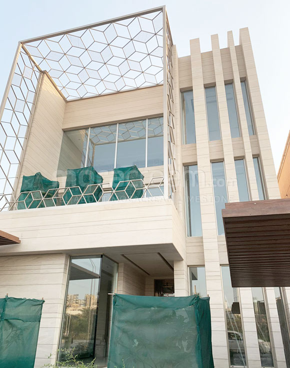 Moca Cream limestone cladding in Shaab