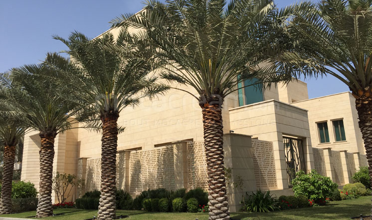 Beige limestone cladding in the Gulf region
