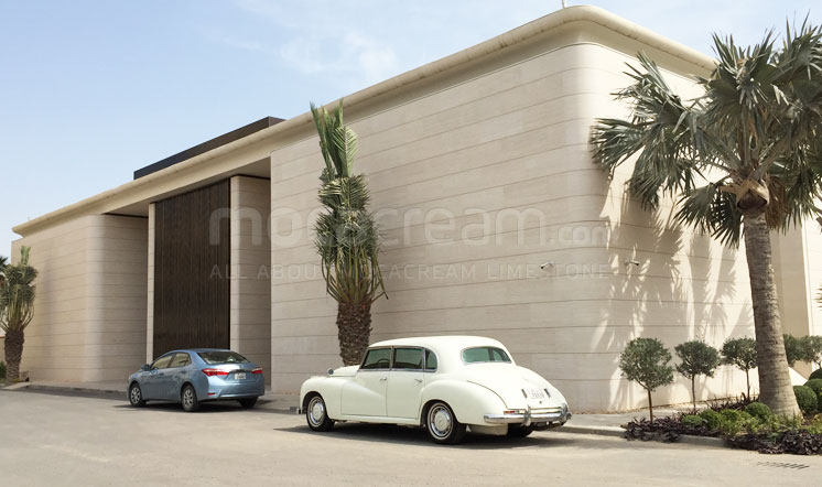Beige limestone cladding in the Gulf region